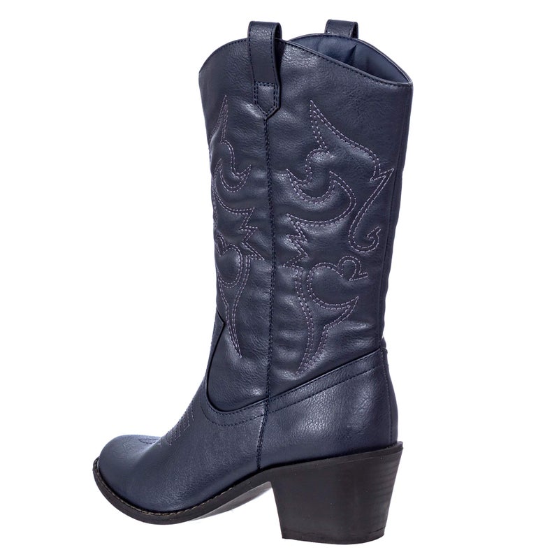 Charles Albert Womens Boot Embroidered Modern Western Cowboy, Navy (7) Cowboy_Style_Navy_7 - Image 5